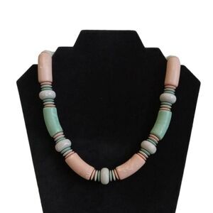 Vintage 90s Avon Marbled Pastel Colorful Assorted Beaded Single Strand Necklace